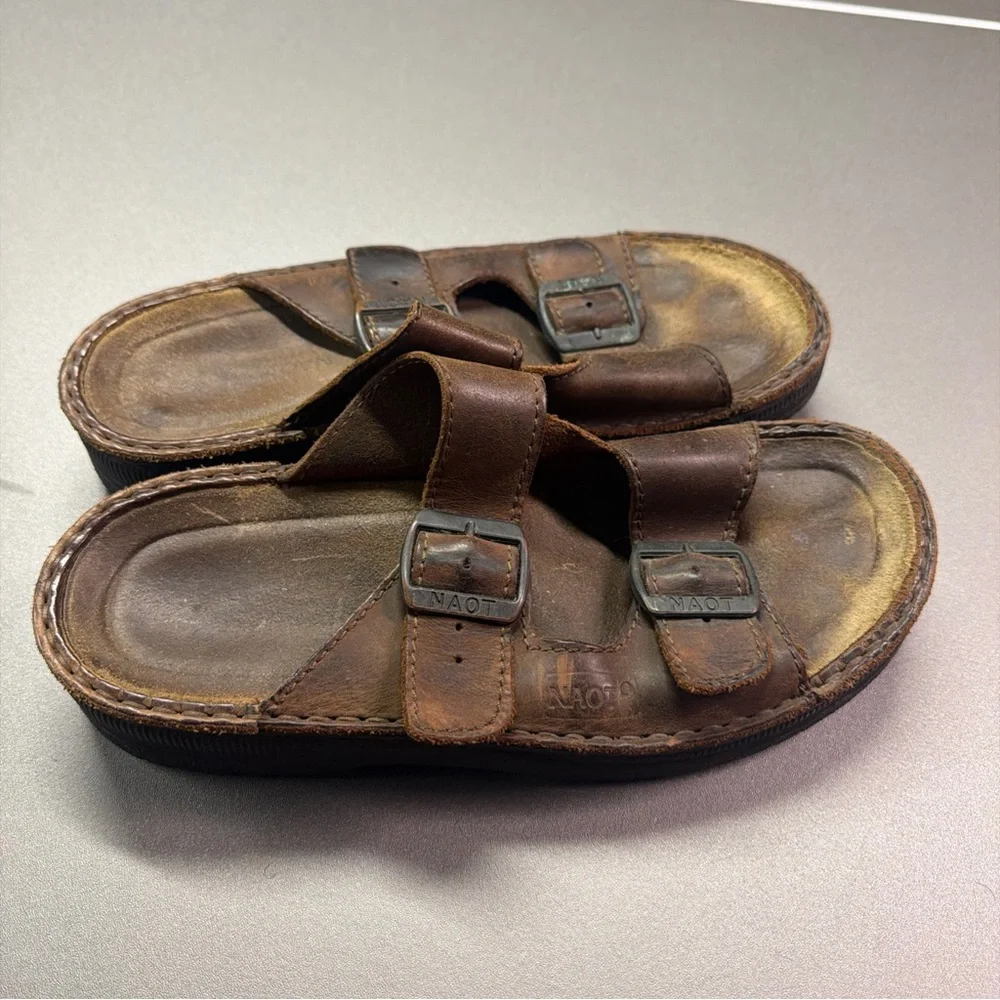 Naot Men’s Mikael Slide Sandals Crazy Horse Leather Size‎ 39 US 6-6.5 Comfort
